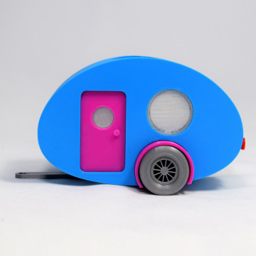 Rulota de jucarie printata 3D din filament Smart Materials 3D SmartFil PLA Sapphire (albastru) - RAL 5015 - 1kg - Filamente3D.ro