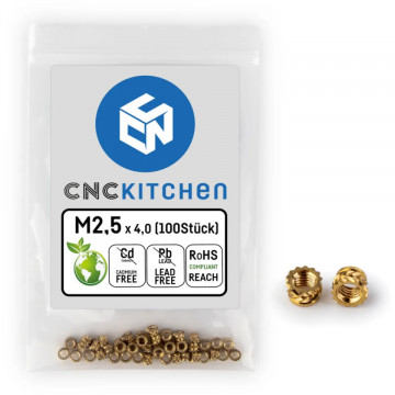 Inserturi filetate CNC Kitchen - M2.5 Standard (M2.5x4.0) - 100 buc