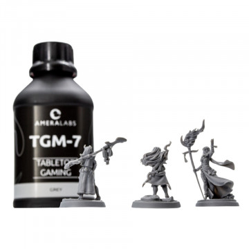 Sticla de rasina si miniaturi printate din rasina AmeraLabs TGM-7 Grey - Filamente3D.ro