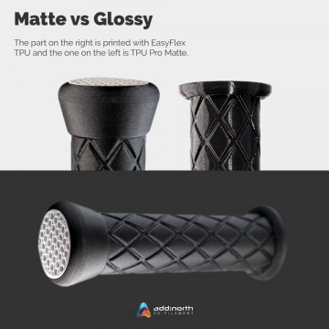 Detaliu mansoane ghidon bicicleta printate din filament add:north TPU Pro Matte 85A Black 500g si EasyFlex Black - comparatie - Filamente3D.ro
