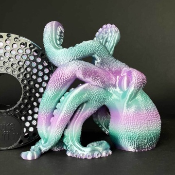 Macro caracatita printata din filament AzureFilm PLA Silk Rainbow Aurora 1kg - Filamente3D.ro