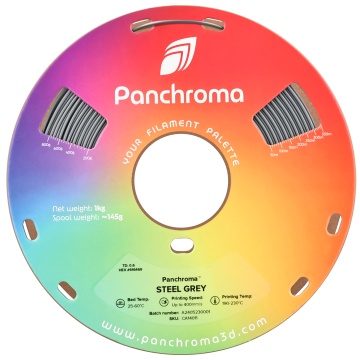 Vedere frontala rola de filament 1.75 mm Polymaker Panchroma CoPE Steel Grey 1kg - Filamente3D.ro