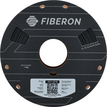 Vedere frontala rola de filament Polymaker Fiberon PET-GF15 Black 1kg - Filamente3D.ro