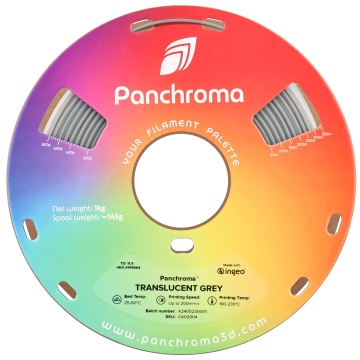 Vedere frontala rola de filament Polymaker Panchroma PLA Translucent Grey 1kg - Filamente3D.ro