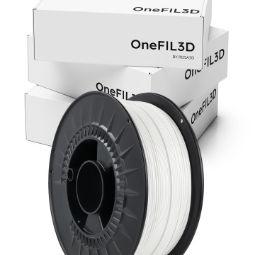 Rola de filament 1.75 mm Rosa 3D OneFil PETG White 1kg si ambalaj cutie de carton - Filamente3D.ro