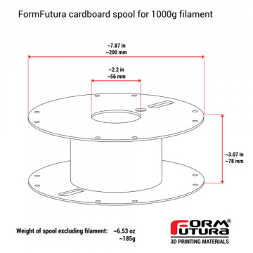 Dimensiune rola filament 1.75mm FormFutura EasyFil ePLA Matt White 1kg - Filamente3D.ro