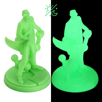 Statueta Polyman printata din filament Panchroma Luminous Green – verde fosforescent, straluceste in intuneric - ideal pentru imprimare precisa - Filamente3D.ro