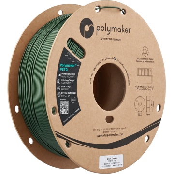 Vedere rola de filament 1.75 mm Polymaker PETG Dark Green 1kg - Filamente3D.ro