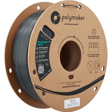 Vedere rola de filament 1.75 mm Polymaker PETG Dark Grey 1kg - Filamente3D.ro