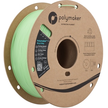 Vedere axonometrica rola de filament 1.75mm Polymaker PLA Pro - High Speed Tough PLA Light Green (verde) 1kg