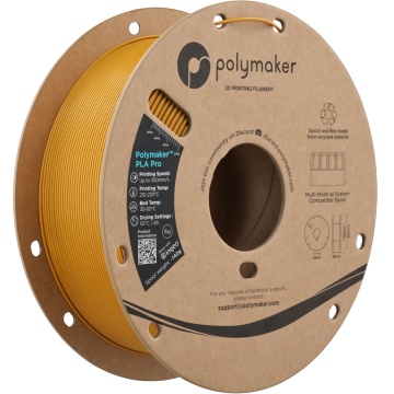Vedere axonometrica rola de filament 1.75mm Polymaker PLA Pro - High Speed Tough PLA Metallic Gold (auriu) 1kg