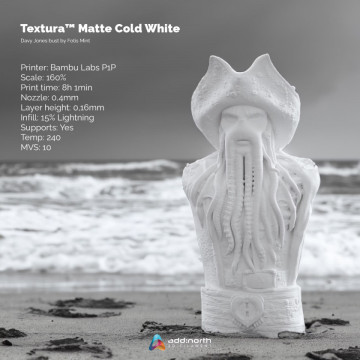 Statueta Piratii din Caraibe printata 3D din filament add north Textura Matte Cold White 750g - Filamente3D.ro