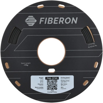 Vedere frontala rola filament 1.75mm Polymaker Fiberon PA6-CF20 Black (negru) 500g - Filamente3D.ro