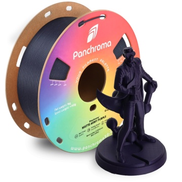Omul de stiinta Polymaker si rola de filament din care a fost printat, Panchroma Matte PLA Army Purple - Filamente3D.ro