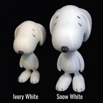 Snoopy printat 3D din filament Smart Materials 3D SmartFil PLA Ivory White (alb) - RAL 9010 - 1kg - Filamente3D.ro