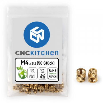 Inserturi filetate CNC Kitchen - M4 Standard (M4x8.1) - 50 buc