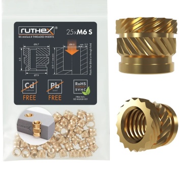 Set Ruthex de 25 buc de inserturi filetate M6x6.8