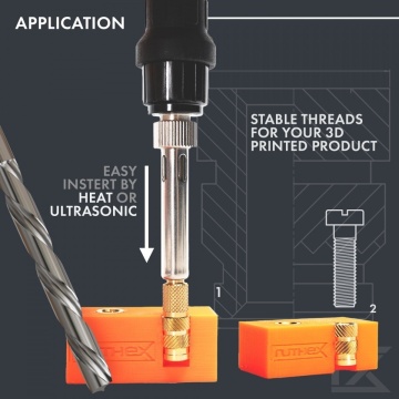 Aplicare inserturi filetate M2.5x5.7 Ruthex - Filamente3D.ro