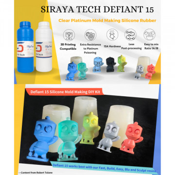 Utilizare silicon SIRAYA TECH Platinum Silicone - Defiant 15 (500gA + 500gB) 1kg - Filamente3D.ro