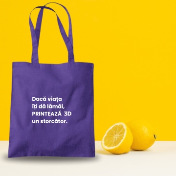 Totebag violet - Daca viata iti da lamai printeaza 3D un storcator