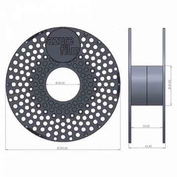 Dimensiuni rola de plastic filament AzureFilm PLA Glitter White 1kg - Filamente3D.ro