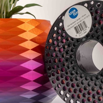 Detaliu vaza printata din filament AzureFilm PLA Silk Rainbow Candy 1kg - Filamente3D.ro