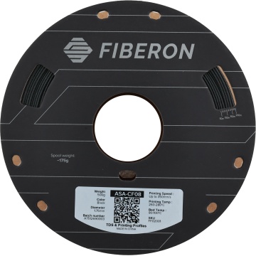 Rola vedere frontala  filament Polymaker Fiberon ASA-CF08 Black - Filamente3D.ro
