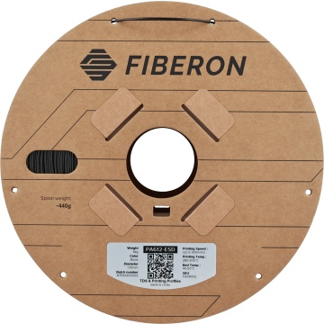 Vedere frontala rola filament Polymaker Fiberon PA612-ESD Black 3kg - Filamente3D.ro