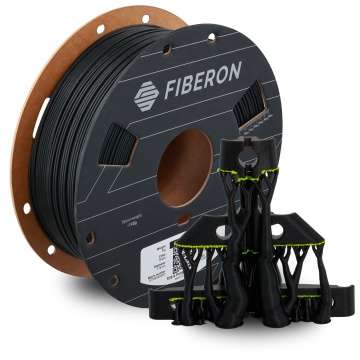 Rola si piesa printata din filament Polymaker Fiberon PET-GF15 Black 1kg - Filamente3D.ro