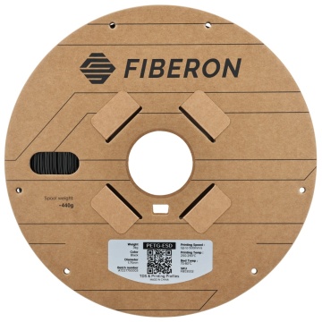 Vedere frontala rola de filament 1.75 mm Polymaker Fiberon PETG-ESD Black (negru) 3 kg - Filamente3D.ro
