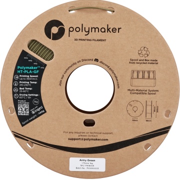 Rola vedere frontala filament Polymaker HT-PLA-GF Army Green 1kg - Filamente3D.ro