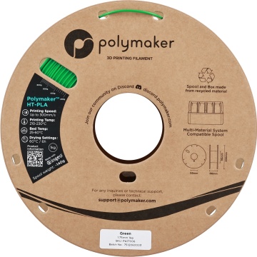 Vedere frontala filament Polymaker HT-PLA Green 1kg - Filamente3D.ro