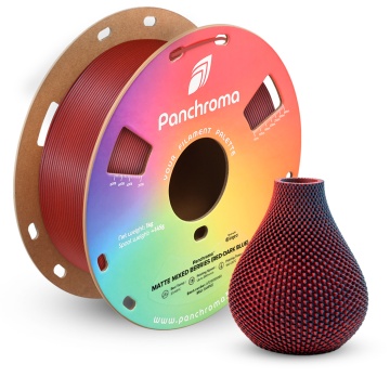 Vaza printata si rola de filament din care a fost printata - Polymaker Panchroma PLA Dual Matte Mixed Berries - Filamente3D.ro