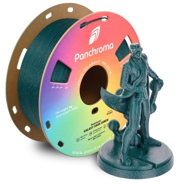 Rola filament 3D 1.75mm si print Panchroma Galaxy PLA Dark Green cu particule de aluminiu pentru efect lucios și printuri decorative - Filamente3D.ro