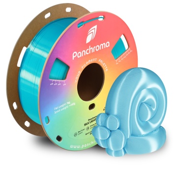 Rola si melc printat din filament Polymaker Panchroma PLA Silk Light Blue - Filamente3D.ro