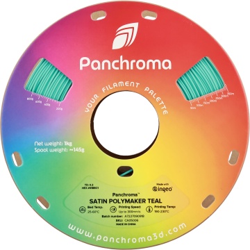 Vedere frontala rola de filament Polymaker Panchroma Satin Polymaker Teal 1kg - Filamente3D.ro