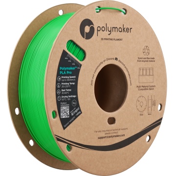 Vedere axonometrica rola de filament 1.75mm Polymaker PLA Pro - High Speed Tough PLA Green (verde) 1kg