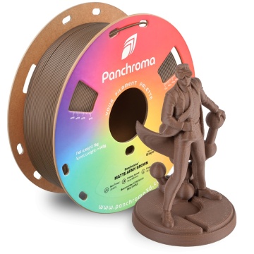 Statuetă Polyman Polymaker printata 3D din PLA Panchroma Matte Army Brown si filamentul din care a fost printat 3D – Filamente3D.ro