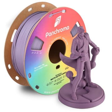 Omul de stiinta Polymaker si rola de filament din care a fost printat, Panchroma Matte PLA Muted Purple - Filamente3D.ro
