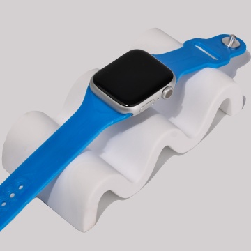 Detaliu curea ceas apple watch printata 3D din filament Polymaker PolyFlex TPU-95A Blue 750g - Filamente3D.ro