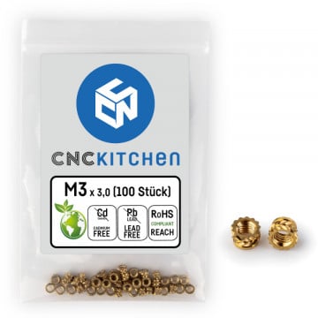 Inserturi filetate CNC Kitchen - M3 Short (M3x3.0) - 100 buc
