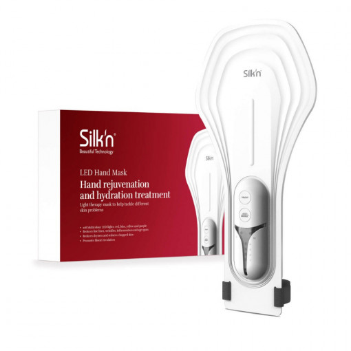 Masca Silk’n LED pentru maini, 4 culori diferite, antirid, antiacnee, antiinflamatoare, reduce roseata