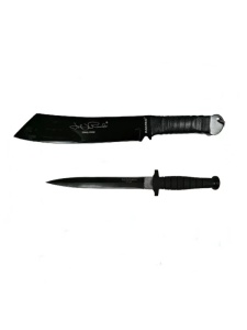 Set Cutit de vanatoare cu doua taisuri si Maceta 56.5 cm,,Otel inoxidabil