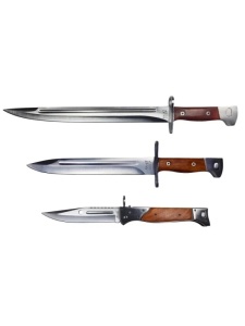 Set 3 cutite de vanatoare , Ak , otel inoxidabil, maro, teaca inclusa