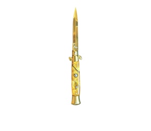 Briceag stiletto automat 23 cm,auriu maner galben