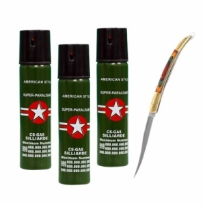 Set cutit model spaniol 20cm si 3 sprayuri piper, auto-aparare,