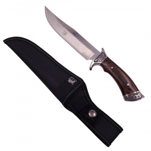 Cutit de vanatoare AMAZON, argintiu, 30.5 cm, teaca inclusa
