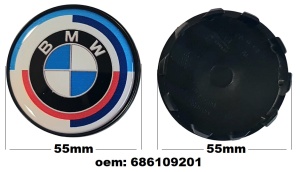бела/сина капачка BMW за фелна 55mm