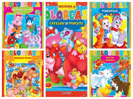 Pachet "Descopera si coloreaza" - 5 Carti (1 gratuita, 1 redusa cu 50%)