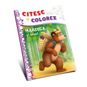 Citesc si colorez - Mariuca si ursul (litere mari despartita in silabe)